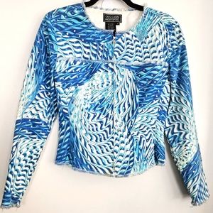 Oleg Cassini Nightsport Vintage Womens 4 Cotton Denim Jacket 1990s Beads…